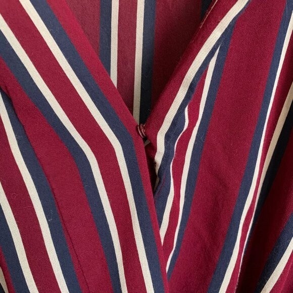 Zara Trafaluc burgundy blouse  Striped Long Sleeve Wrap Hi/Lo top size XS - Picture 3 of 10